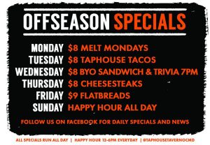 Taphouse Tavern Off Season Specials Image